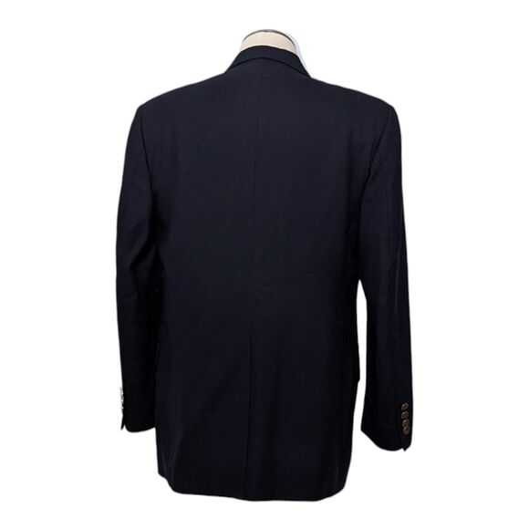 Club Room By Charter Club 40R Navy Blue Wool Gold Button Blazer Preppy Old Money - Picture 3 of 14